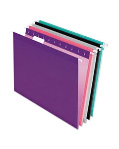 PFX415215ASST2 COLORED REINFORCED HANGING FOLDERS, LETTER SIZE, 1/5-CUT TAB, ASSORTED, 25/BOX