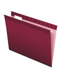 PFX415215BUR COLORED REINFORCED HANGING FOLDERS, LETTER SIZE, 1/5-CUT TAB, BURGUNDY, 25/BOX