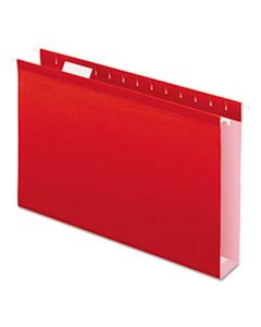 PFX4153X2RED EXTRA CAPACITY REINFORCED HANGING FILE FOLDERS WITH BOX BOTTOM, LEGAL SIZE, 1/5-CUT TAB, RED, 25/BOX