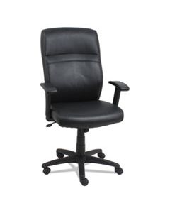 ALECA4119 HIGH-BACK SWIVEL/TILT LEATHER CHAIR, SUPPORTS UP TO 275 LBS., BLACK SEAT/BLACK BACK, BLACK BASE