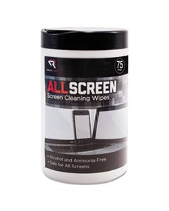 REARR15045 ALLSCREEN SCREEN CLEANING WIPES, 6" X 6", WHITE, 75/TUB