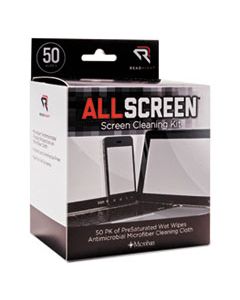 REARR15039 ALLSCREEN SCREEN CLEANING KIT, 50 WIPES, 1 MICROFIBER CLOTH