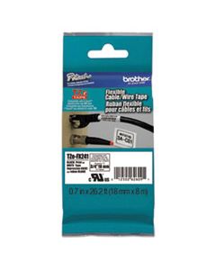 BRTTZEFX241 TZE FLEXIBLE TAPE CARTRIDGE FOR P-TOUCH LABELERS, 0.7" X 26.2 FT, BLACK ON WHITE