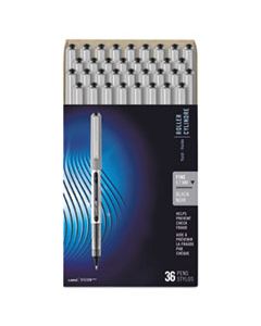 SAN1921066 VISION STICK ROLLER BALL PEN, FINE 0.7MM, BLACK INK, SILVER BARREL, 36/PACK