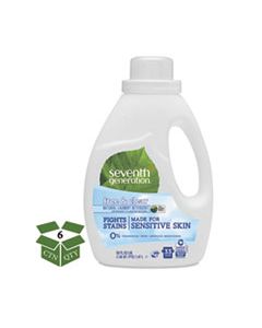 SEV22769CT NATURAL 2X CONCENTRATE LIQUID LAUNDRY DETERGENT, FREE/CLEAR, 33 LOADS, 50OZ,6/CT