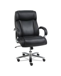 ALEMS4419 ALERA MAXXIS SERIES BIG AND TALL LEATHER CHAIR, SUPPORTS UP TO 500 LBS., BLACK SEAT/BLACK BACK, CHROME BASE