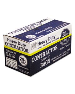WBI186470 HEAVY-DUTY CONTRACTOR CLEAN-UP BAGS, 60 GAL, 3 MIL, 32" X 50", BLACK, 20/CARTON