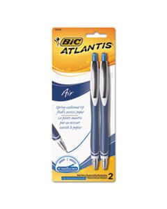 BICVCGRP21BE ATLANTIS AIR RETRACTABLE BALLPOINT PEN, 1.2MM, BLUE INK, BLUE/WHITE BARREL, 2/PACK
