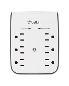 BLKBSV602TT SURGEPLUS USB WALL MOUNT CHARGER, 6 OUTLETS; 2 USB, WHITE