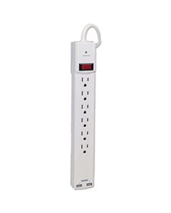 IVR71660 SURGE PROTECTOR, 6 OUTLETS/2 USB CHARGING PORTS, 6 FT CORD, 1080 JOULES, WHITE
