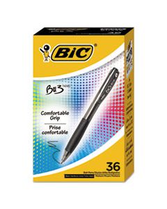 BICBU3361BK BU3 RETRACTABLE BALLPOINT PEN, MEDIUM 1 MM, BLACK INK/BARREL, 36/PACK