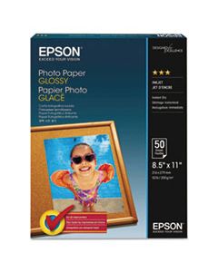 EPSS041271 GLOSSY PHOTO PAPER, 8.5 X 11, GLOSSY WHITE, 100/PACK