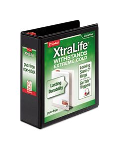 CRD26331 XTRALIFE CLEARVUE NON-STICK LOCKING SLANT-D RING BINDER, 3 RINGS, 3" CAPACITY, 11 X 8.5, BLACK