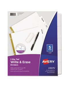 AVE23075 WRITE & ERASE BIG TAB PAPER DIVIDERS, 5-TAB, WHITE, LETTER