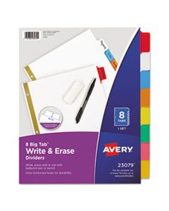 AVE23079 WRITE & ERASE BIG TAB PAPER DIVIDERS, 8-TAB, MULTICOLOR, LETTER