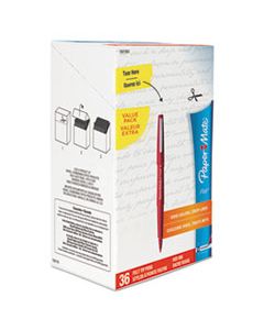 PAP1921091 POINT GUARD FLAIR BULLET POROUS POINT STICK PEN, 1.4MM, RED INK/BARREL, 36/BOX