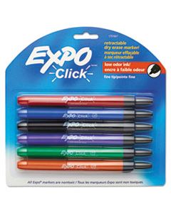 SAN1751667 CLICK DRY ERASE MARKER, FINE BULLET TIP, ASSORTED COLORS, 6/PACK