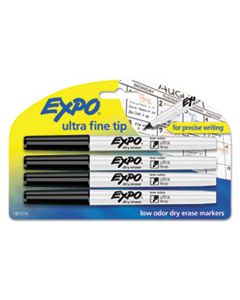 SAN1871774 LOW-ODOR DRY-ERASE MARKER, EXTRA-FINE NEEDLE TIP, BLACK, 4/PACK