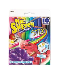 SAN1905313 SCENTED STIX WATERCOLOR MARKER SET, FINE BULLET TIP, ASSORTED COLORS, 10/SET