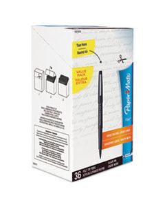 PAP1921070 POINT GUARD FLAIR BULLET POROUS POINT STICK PEN, 1.4MM, BLACK INK/BARREL, 36/BOX