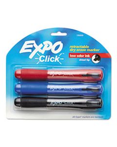 SAN1741919 CLICK DRY ERASE MARKER, BROAD CHISEL TIP, ASSORTED COLORS, 3/SET