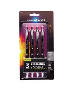 SAN33960PP SIGNO 207 RETRACTABLE GEL PEN, 0.7MM, BLACK INK, TRANSLUCENT BLACK BARREL, 4/PACK