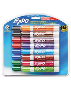 SAN81045 LOW-ODOR DRY-ERASE MARKER, BROAD CHISEL TIP, ASSORTED COLORS, 16/SET