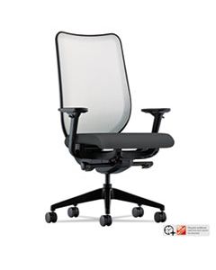 HONN102CU19 NUCLEUS SERIES WORK CHAIR WITH ILIRA-STRETCH M4 BACK, SUPPORTS UP TO 300 LBS., IRON ORE SEAT, FOG BACK, BLACK BASE