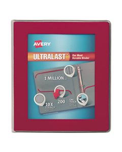 AVE79736 ULTRALAST HEAVY-DUTY VIEW BINDER WITH ONE TOUCH SLANT RINGS, 3 RINGS, 1" CAPACITY, 11 X 8.5, RED