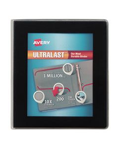 AVE79710 ULTRALAST HEAVY-DUTY VIEW BINDER WITH ONE TOUCH SLANT RINGS, 3 RINGS, 1" CAPACITY, 11 X 8.5, BLACK