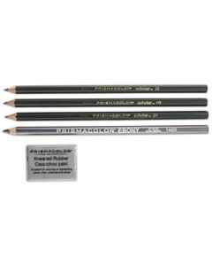 SAN2502 SCHOLAR GRAPHITE PENCIL SET, 2 MM, ASSORTED LEAD HARDNESS RATINGS, BLACK LEAD, DARK GREEN BARREL, 4/SET