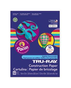 PAC102940 TRU-RAY CONSTRUCTION PAPER, 76LB, 9 X 12, ASSORTED BRIGHT COLORS, 50/PACK