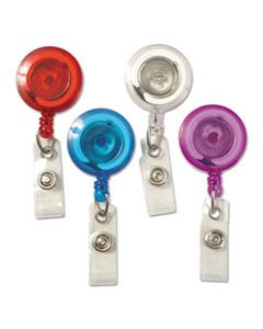 BAU68884 ID SLIDE-STYLE BELT CLIP CARD REELS, 30" EXTENSION, TRANSLUCENT/RED/BLUE/PURPLE