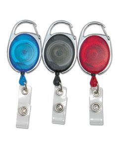 BAU68769 QUICK CLIP CARD REELS, 30" EXTENSION, RED/BLUE/SMOKE, 3/PACK
