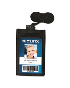 BAU55120 SICURIX ID NECK POUCH, VERTICAL, 3 X 4 3/4, BLACK