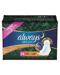 PGC95236PK ULTRA THIN OVERNIGHT PADS WITH WINGS, 38/PACK