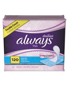 PGC10796PK THIN DAILY PANTY LINERS, REGULAR, 120/PACK