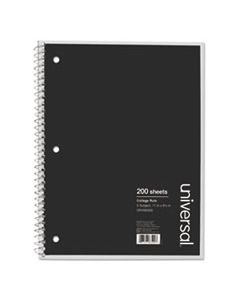 UNV66500 WIREBOUND NOTEBOOK, 4 SUBJECTS, MEDIUM/COLLEGE RULE, BLACK COVER, 11 X 8.5, 200 SHEETS