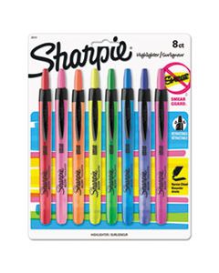 SAN28101 RETRACTABLE HIGHLIGHTERS, CHISEL TIP, ASSORTED COLORS, 8/SET