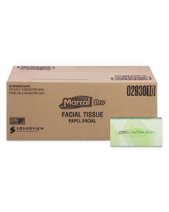 MRC2930 100% RECYCLED CONVENIENCE PACK FACIAL TISSUE, SEPTIC SAFE, 2-PLY, WHITE, 100 SHEETS/BOX, 30 BOXES/CARTON