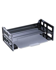 UNV08101 RECYCLED PLASTIC SIDE LOAD DESK TRAYS, 2 SECTIONS, LEGAL SIZE FILES, 16.25" X 9" X 2.75", BLACK