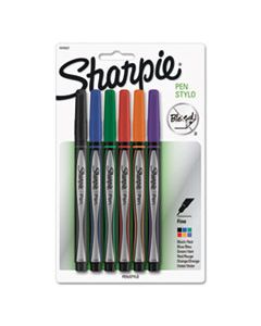 SAN1976527 WATER-RESISTANT INK STICK PLASTIC POINT PEN, 0.5 MM, ASSORTED INK/BARREL, 6/PACK