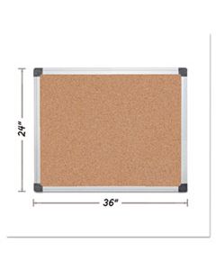 BVCCA031170 VALUE CORK BULLETIN BOARD WITH ALUMINUM FRAME, 24 X 36, NATURAL