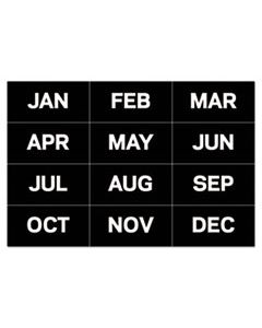 BVCFM1108 INTERCHANGEABLE MAGNETIC BOARD ACCESSORIES, MONTHS OF YEAR, BLACK/WHITE, 2" X 1"