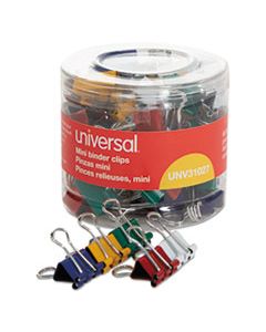 UNV31027 BINDER CLIPS IN DISPENSER TUB, MINI, ASSORTED COLORS, 60/PACK