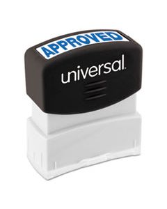 UNV10043 MESSAGE STAMP, APPROVED, PRE-INKED ONE-COLOR, BLUE