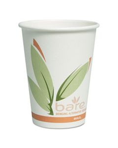 SCCOF12RCJ8484 BARE BY SOLO ECO-FORWARD RECYCLED CONTENT PCF PAPER HOT CUPS, 12 OZ, GREEN/WHITE/BEIGE, 300/CARTON