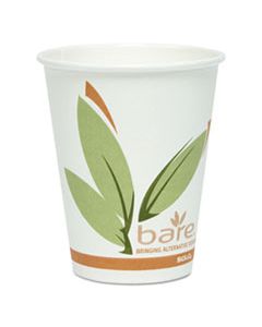 SCCOF8RCJ8484 BARE BY SOLO ECO-FORWARD RECYCLED CONTENT PCF PAPER HOT CUPS, 8 OZ, GREEN/WHITE/BEIGE, 500/CARTON