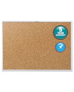 QRT2303 CLASSIC SERIES CORK BULLETIN BOARD, 36 X 24, SILVER ALUMINUM FRAME