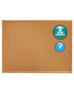 QRT301 CLASSIC SERIES CORK BULLETIN BOARD, 24 X 18, OAK FINISH FRAME